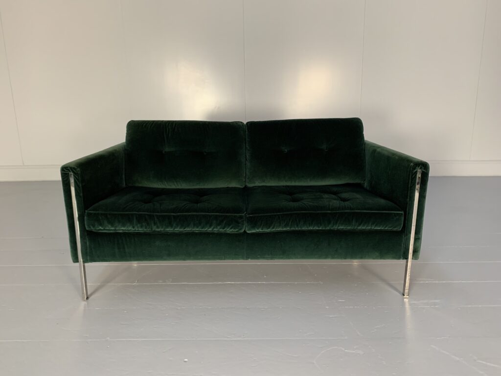 Ligne Roset "Andy" 2-Seat Sofa - In Dark Green "Varese" Velvet