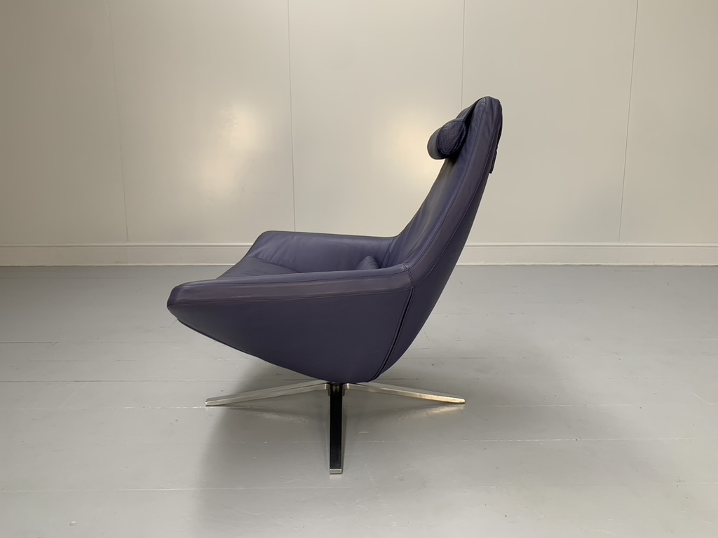 Pair of B&B Italia "Metropolitan ME100" Armchairs - In Blue "Gamma" Leather - Image 8