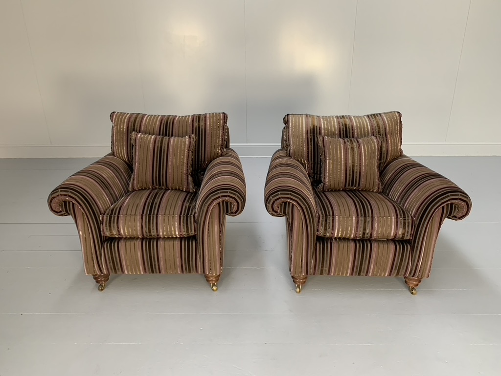 Pair of Duresta "Watson" Armchairs - In Velvet Stripe Fabric - Image 4