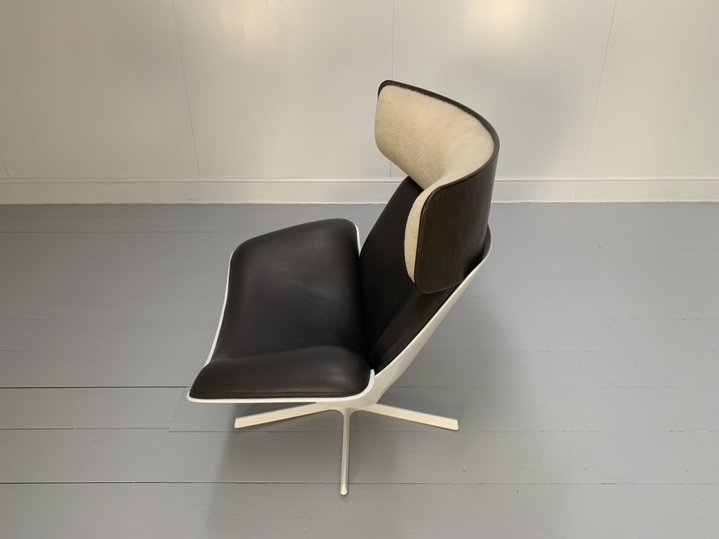 B&B Italia "Almora" Lounge Armchair & Footrest - In Merino & Grey Leather - Image 10