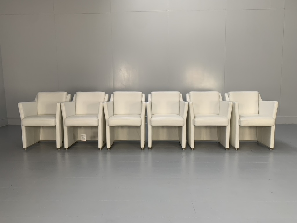 6 Rolf Benz "7100" Dining Chairs - In White Leather