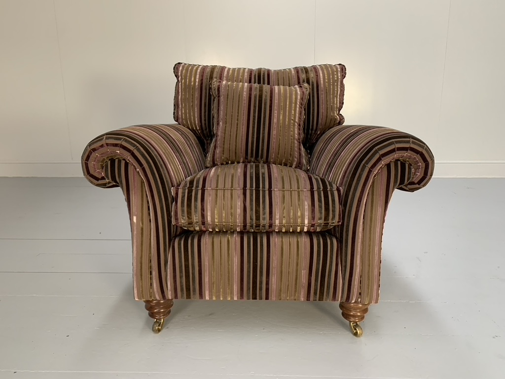 Pair of Duresta "Watson" Armchairs - In Velvet Stripe Fabric - Image 6