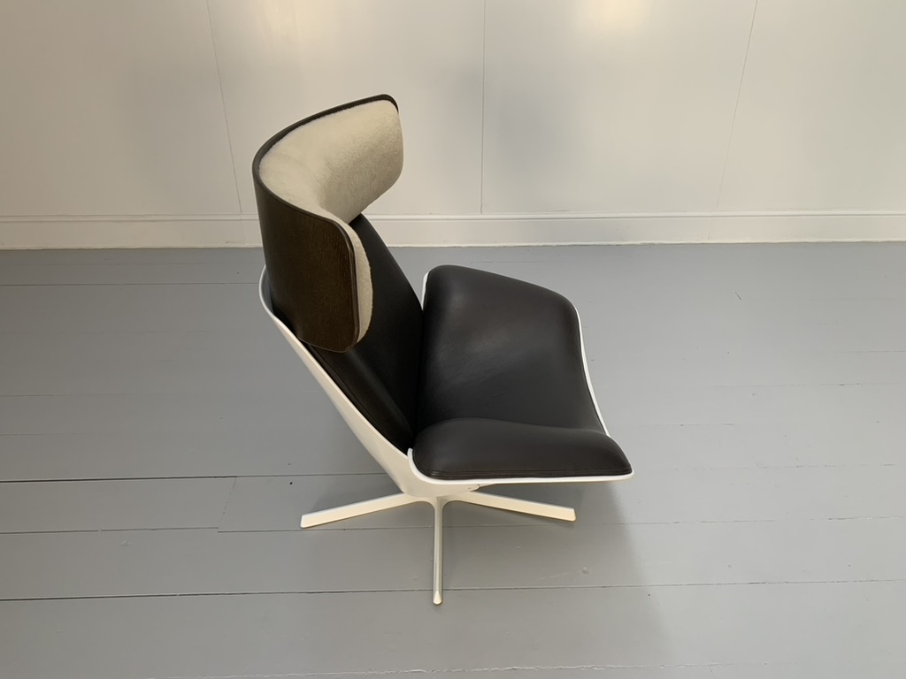 B&B Italia "Almora" Lounge Armchair & Footrest - In Merino & Grey Leather - Image 9