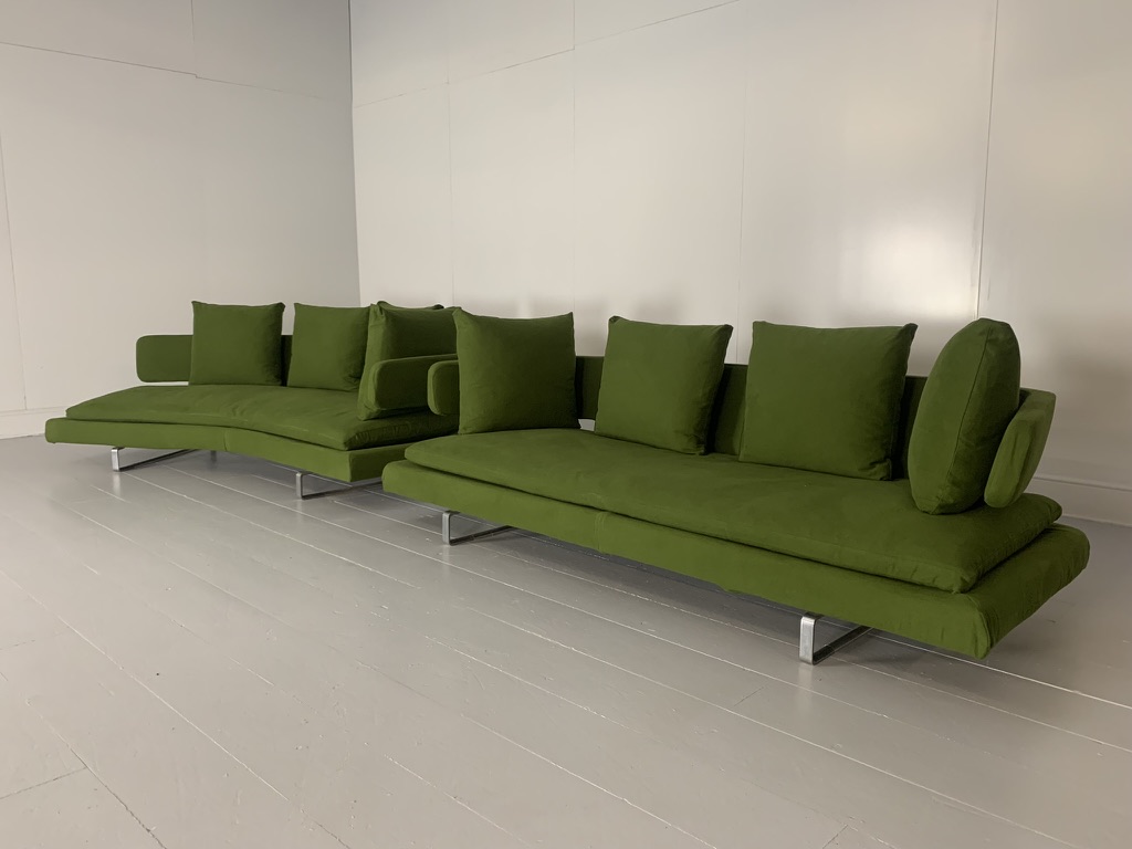Pair of B&B Italia "Arne" 3-Seat Sofas - In Green Fabric