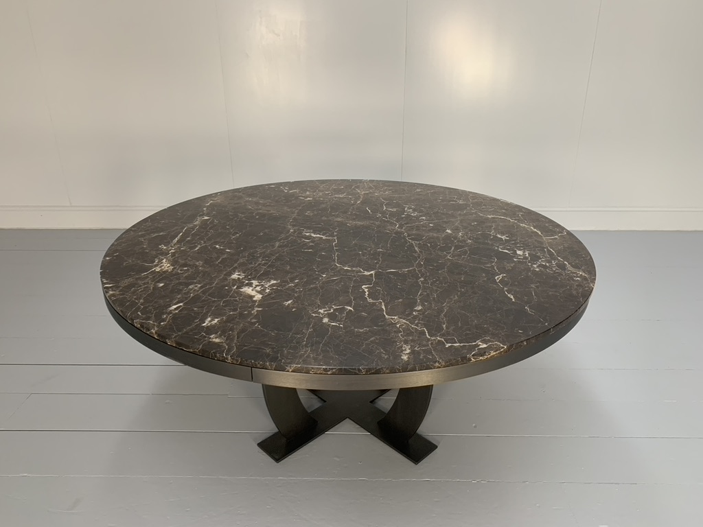 Baxter of Italy "Gilbert" Round Circular Dining Table - In "Emperador" Marble