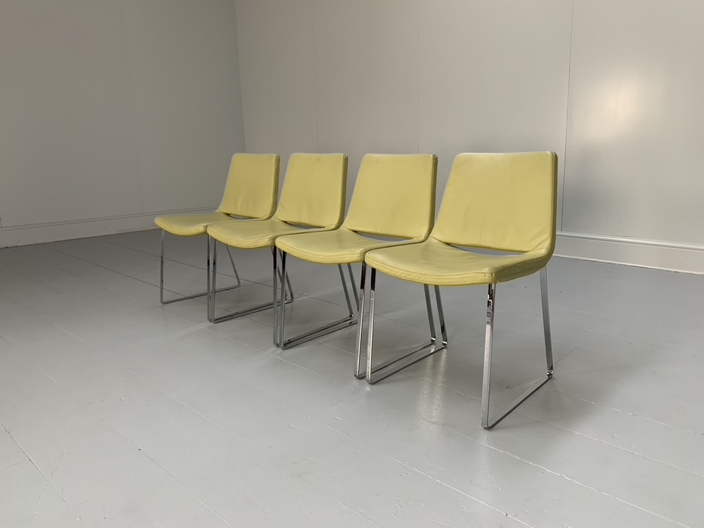 4 B&B Italia "Metropolitan ME48" Dining Chairs - In Yellow "Gamma" Leather