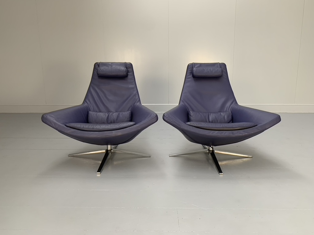 Pair of B&B Italia "Metropolitan ME100" Armchairs - In Blue "Gamma" Leather - Image 3