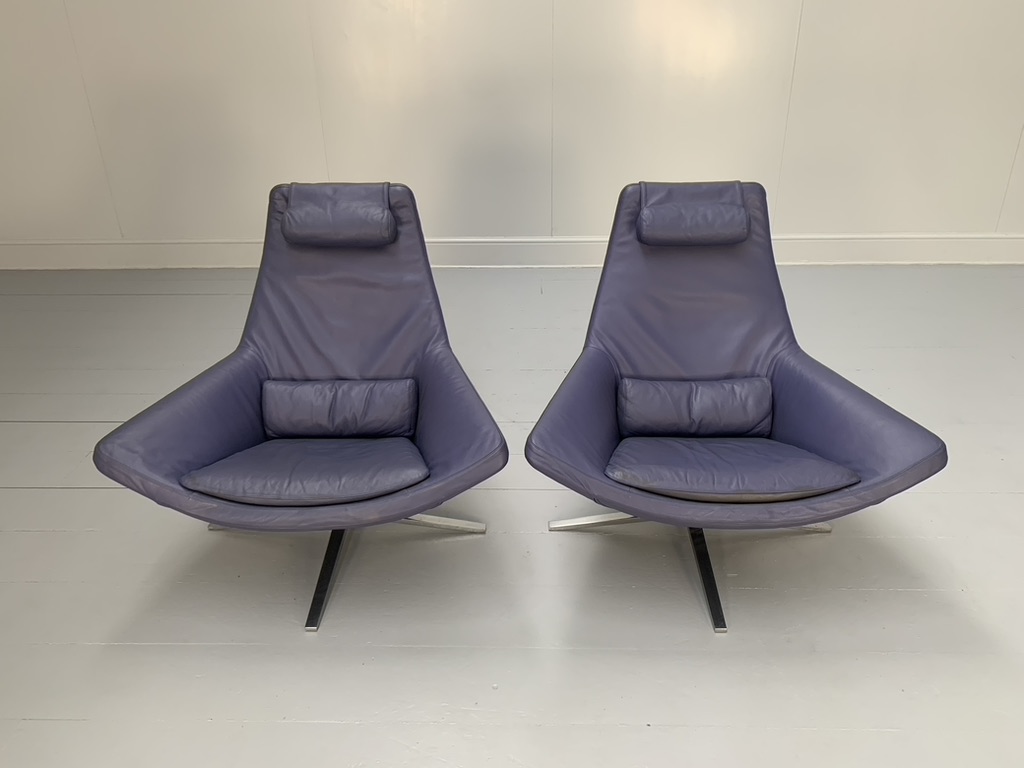 Pair of B&B Italia "Metropolitan ME100" Armchairs - In Blue "Gamma" Leather - Image 4