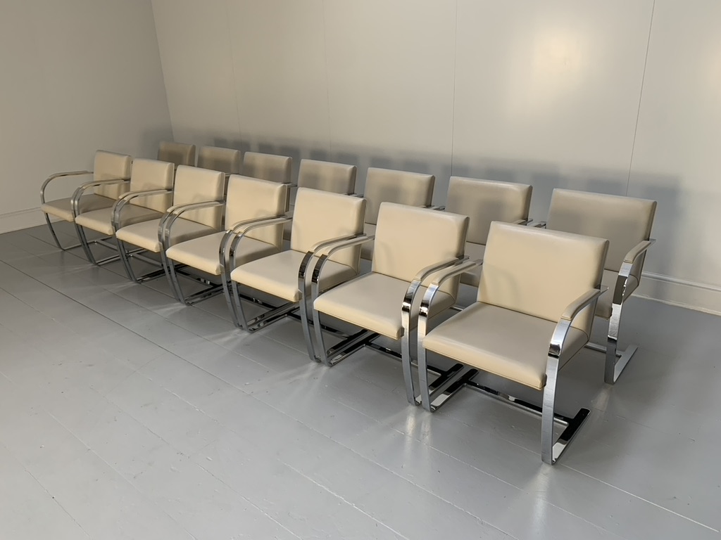 14 Knoll Studio "Brno Flat Bar" Armchairs - in Chrome & Ivory Leather