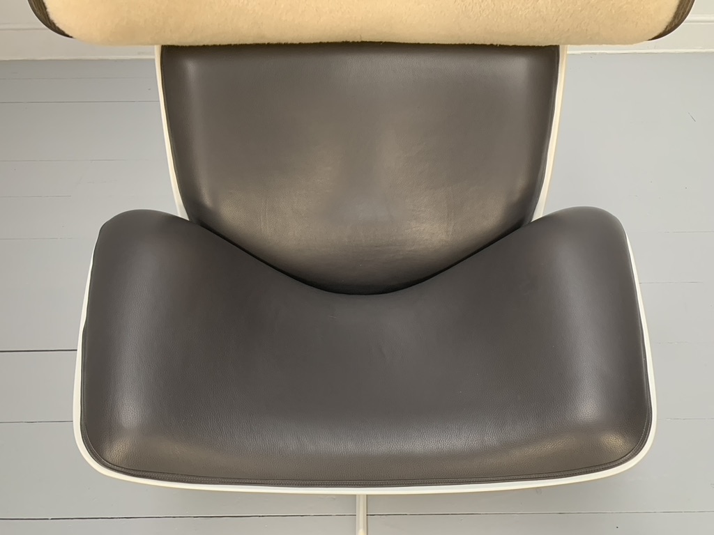B&B Italia "Almora" Lounge Armchair & Footrest - In Merino & Grey Leather - Image 12