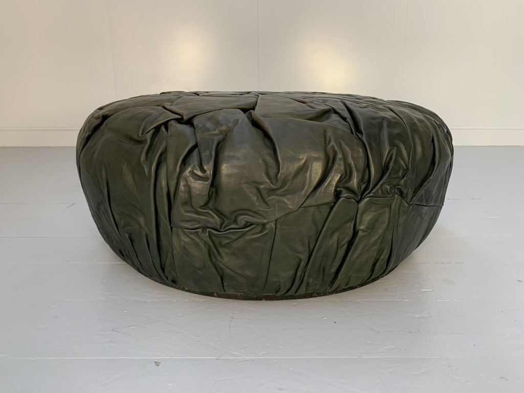 Pair of Baxter "Brain" Large Ottoman Footstool Pouf - In Dark-Grey Leather - Image 4