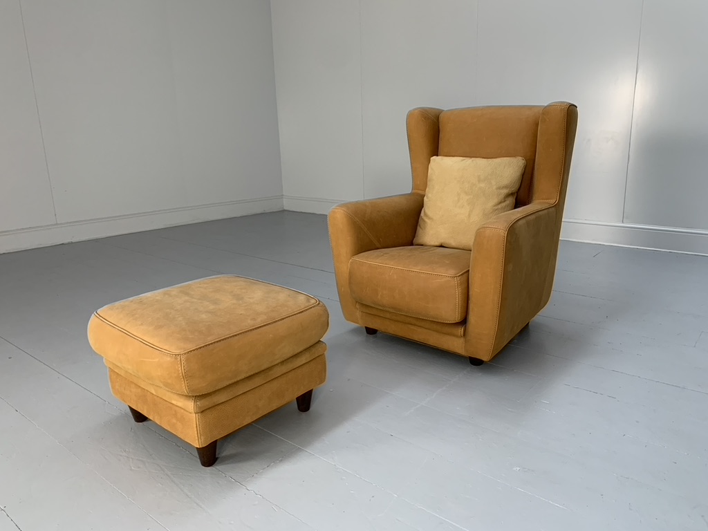 Baxter "Bergere" Armchair & Footstool - In Suede Leather