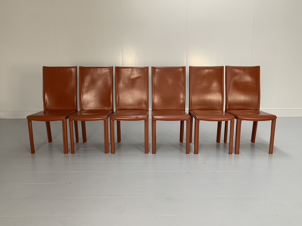 6 Arper Dining Chairs - In Brown Saddle Leather - Image 3