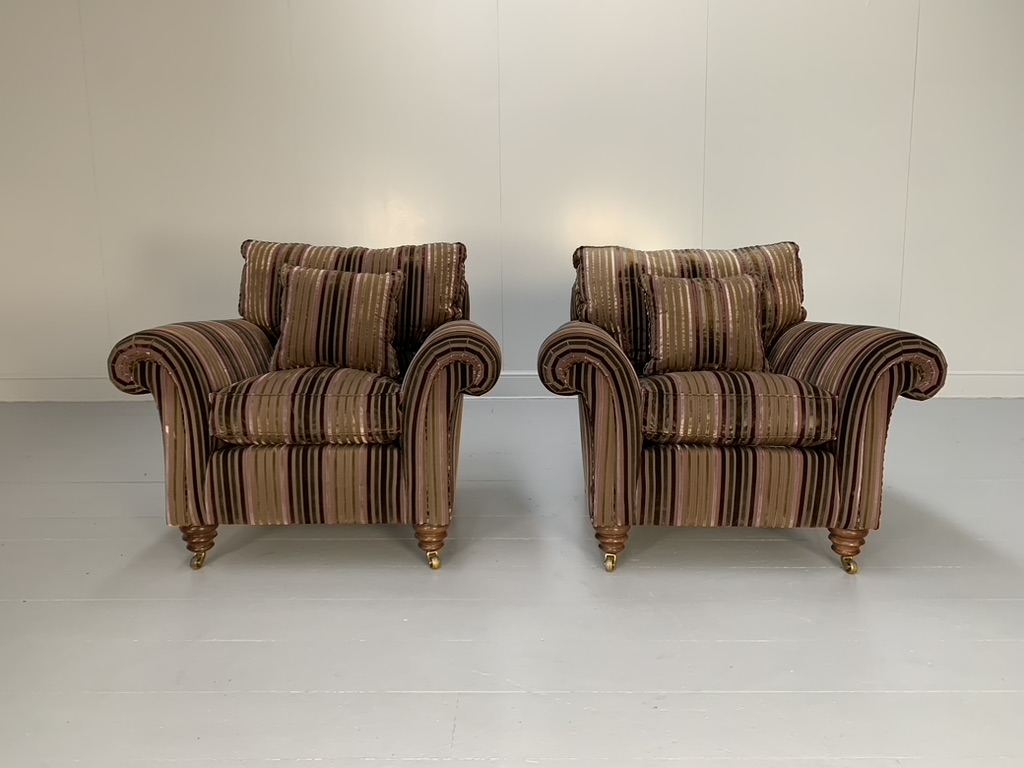 Pair of Duresta "Watson" Armchairs - In Velvet Stripe Fabric - Image 3