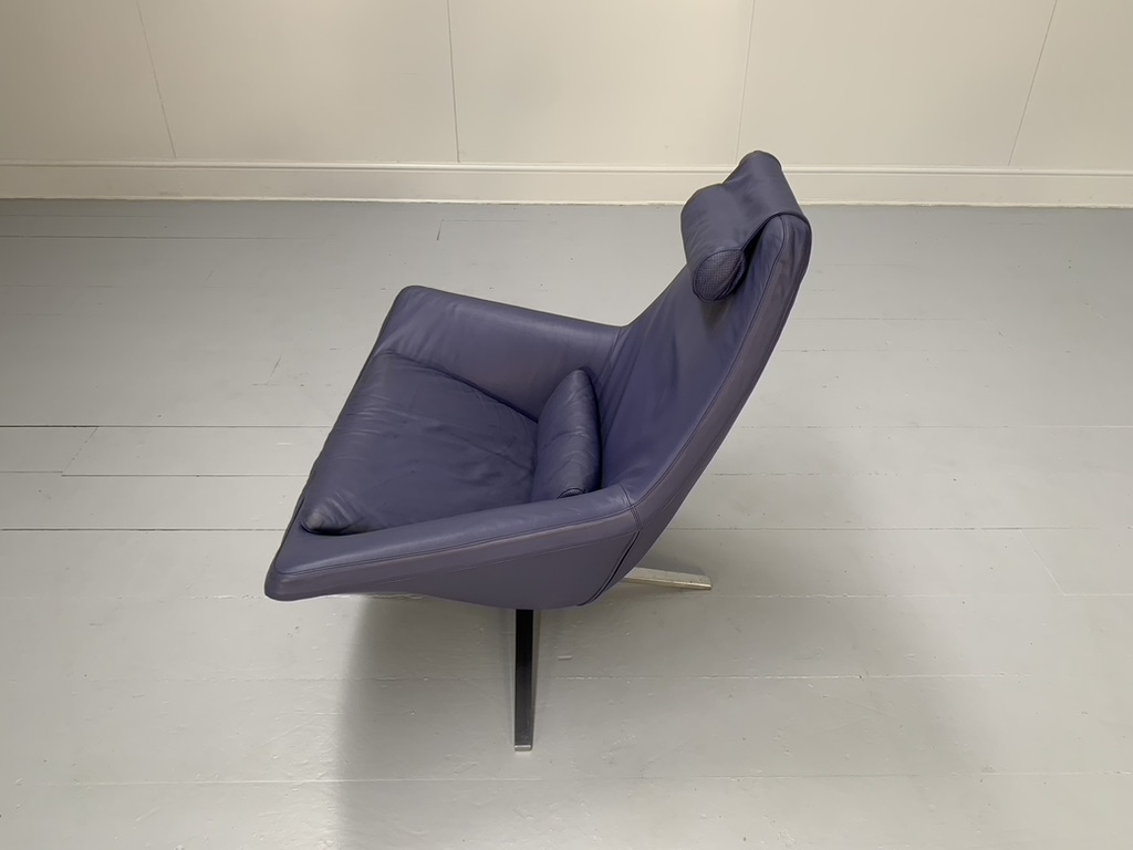 Pair of B&B Italia "Metropolitan ME100" Armchairs - In Blue "Gamma" Leather - Image 11