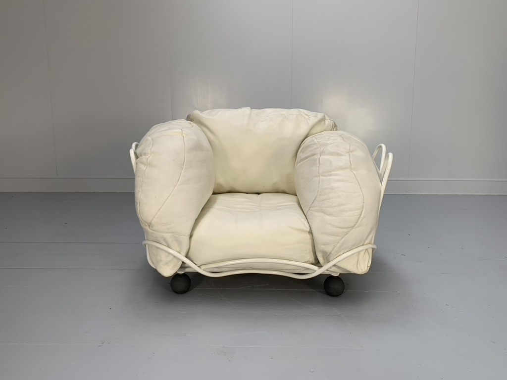 Edra "Corbeille" Armchair - In Ivory White Leather