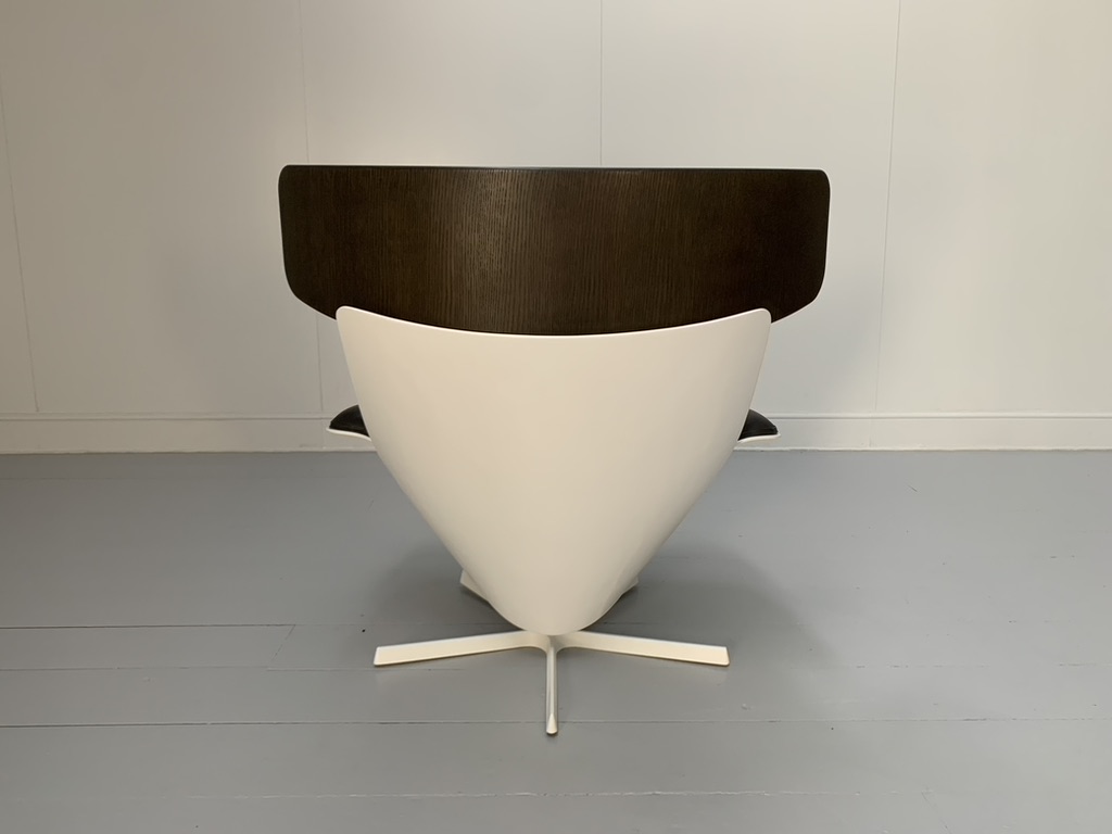 B&B Italia "Almora" Lounge Armchair & Footrest - In Merino & Grey Leather - Image 6