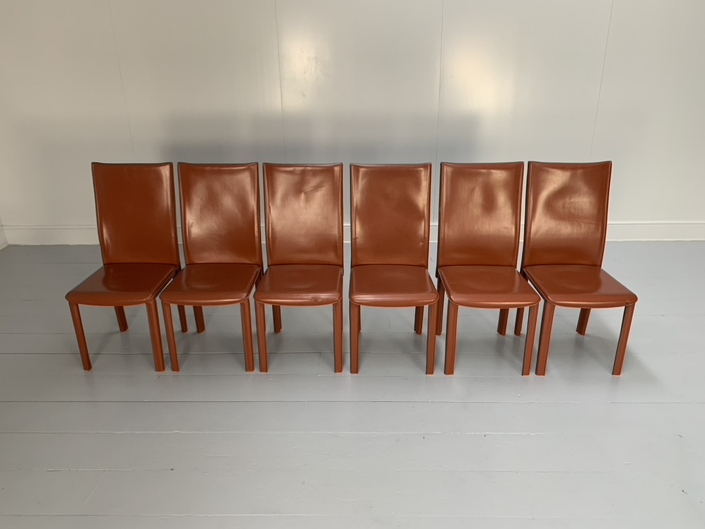 6 Arper Dining Chairs - In Brown Saddle Leather - Image 4