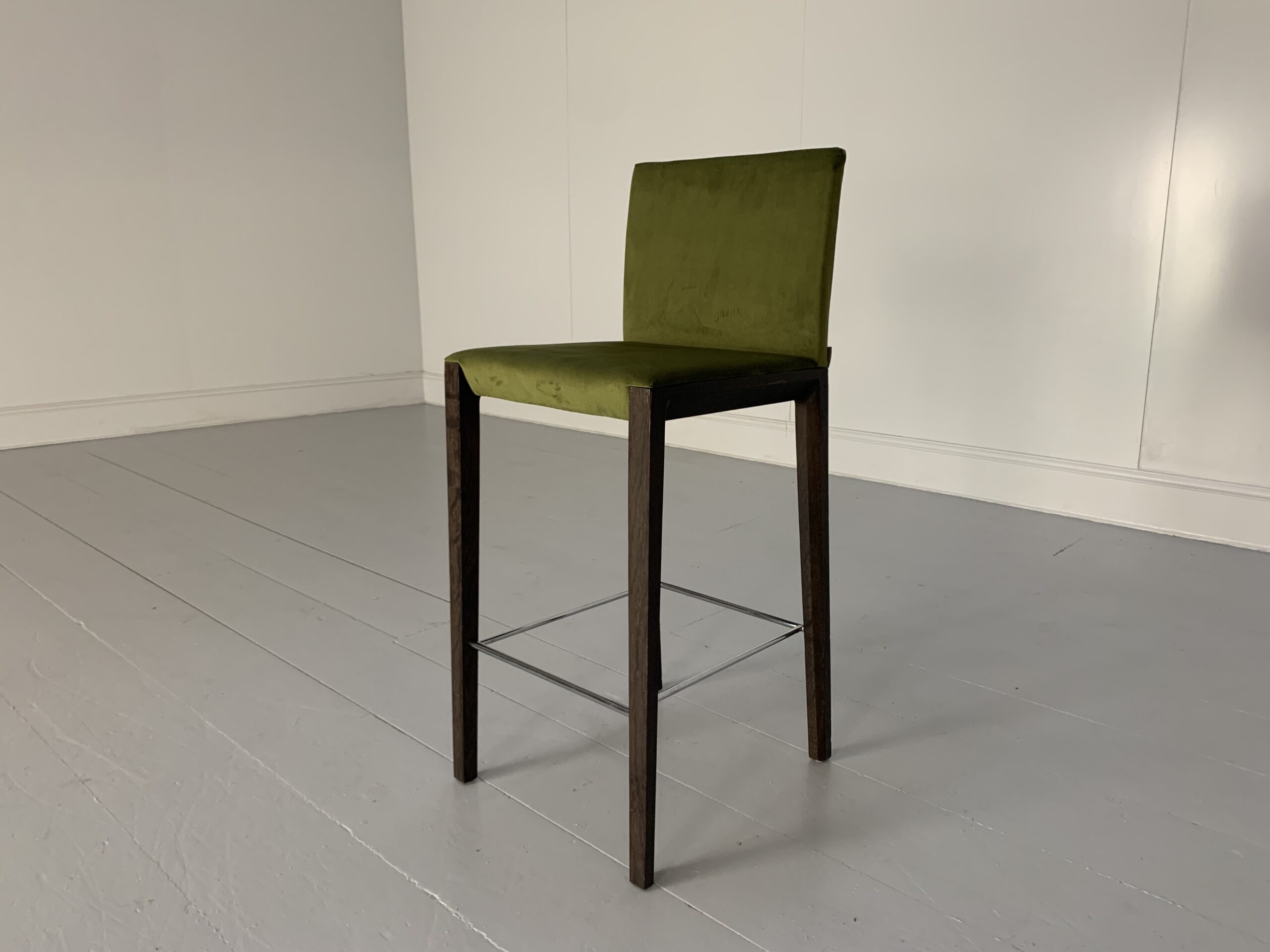 Walter Knoll "Andoo" Bar Stool - In Green Velvet & Walnut - Image 6