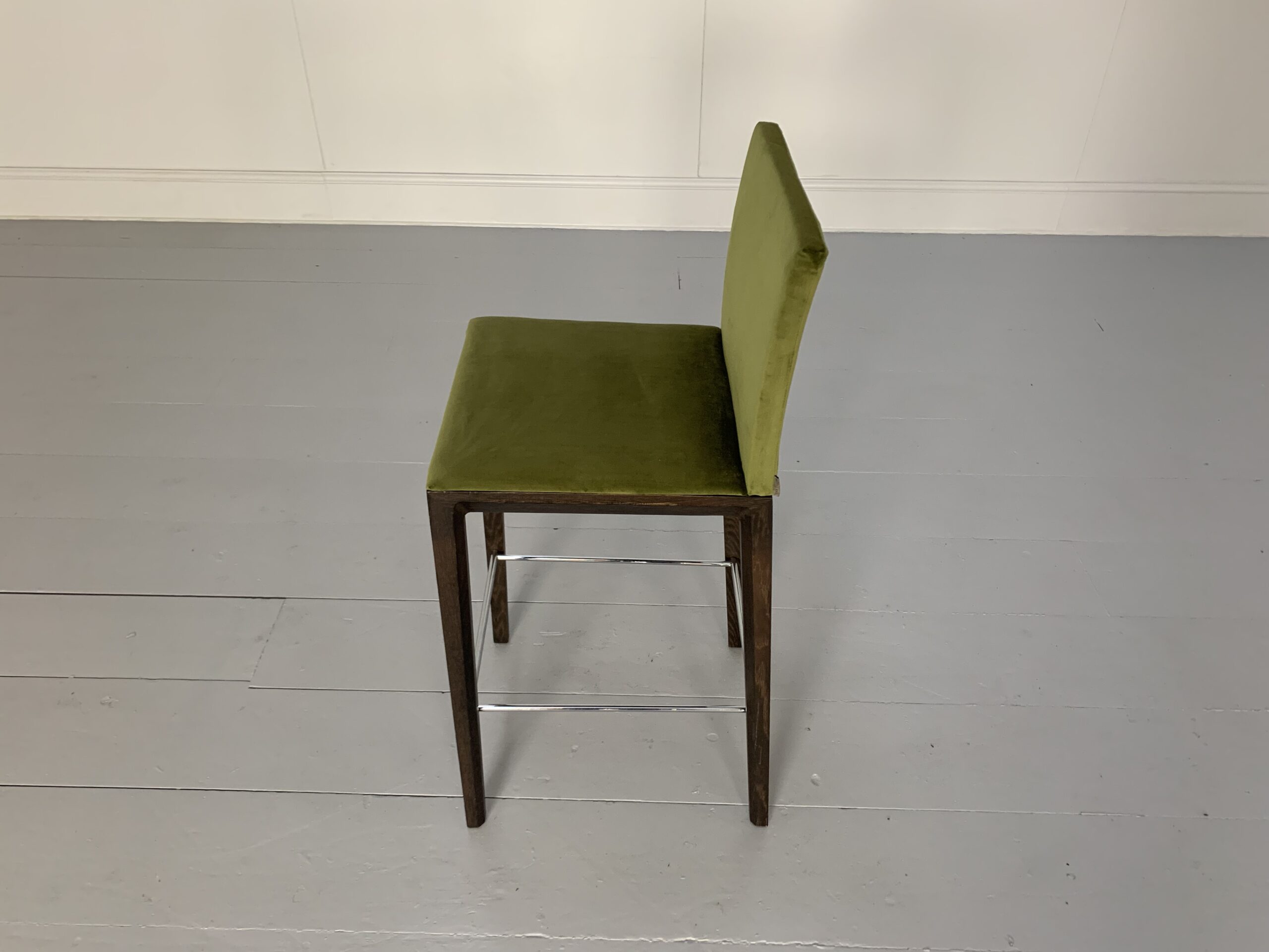 Walter Knoll "Andoo" Bar Stool - In Green Velvet & Walnut - Image 9