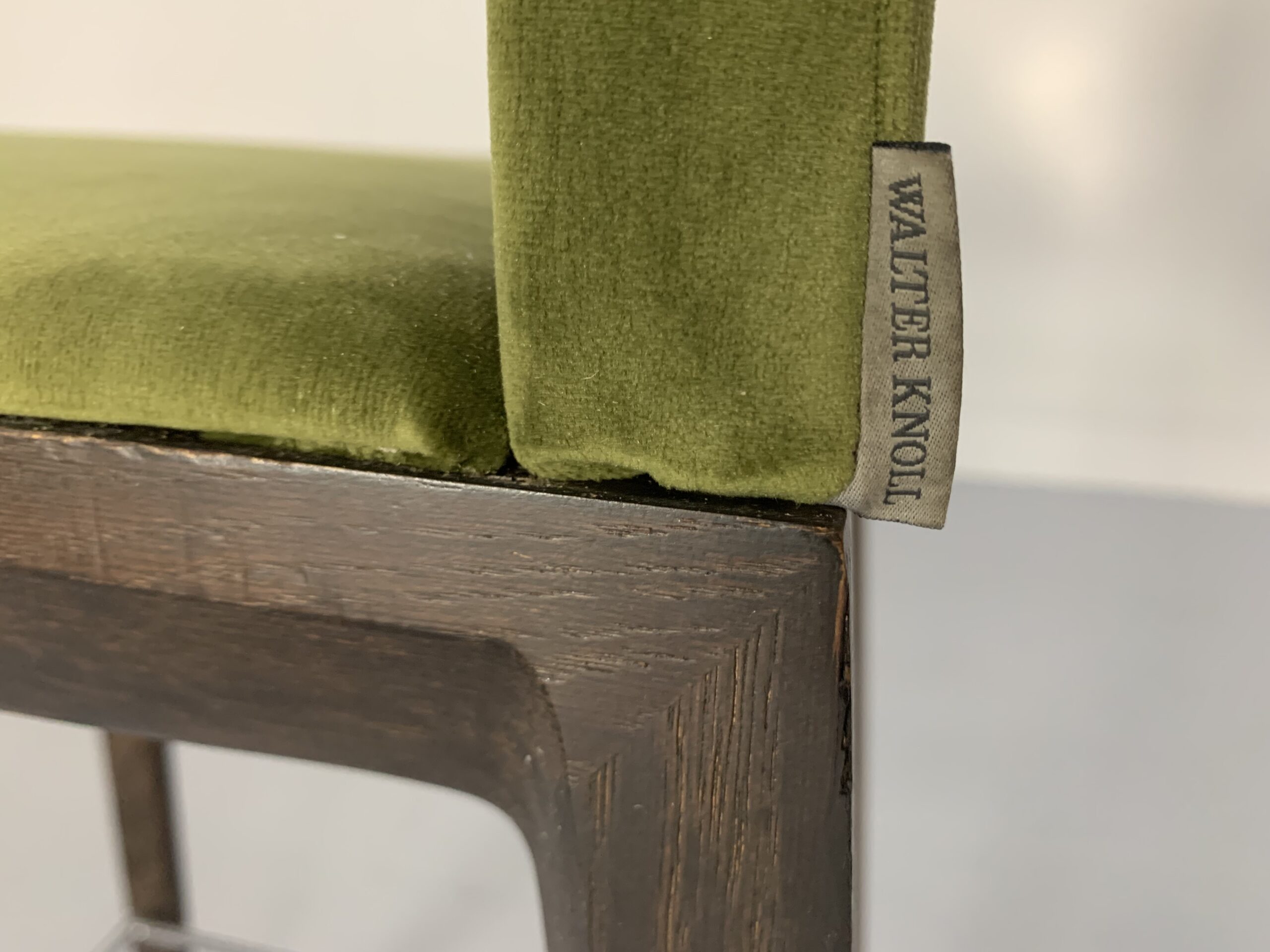 Walter Knoll "Andoo" Bar Stool - In Green Velvet & Walnut - Image 12