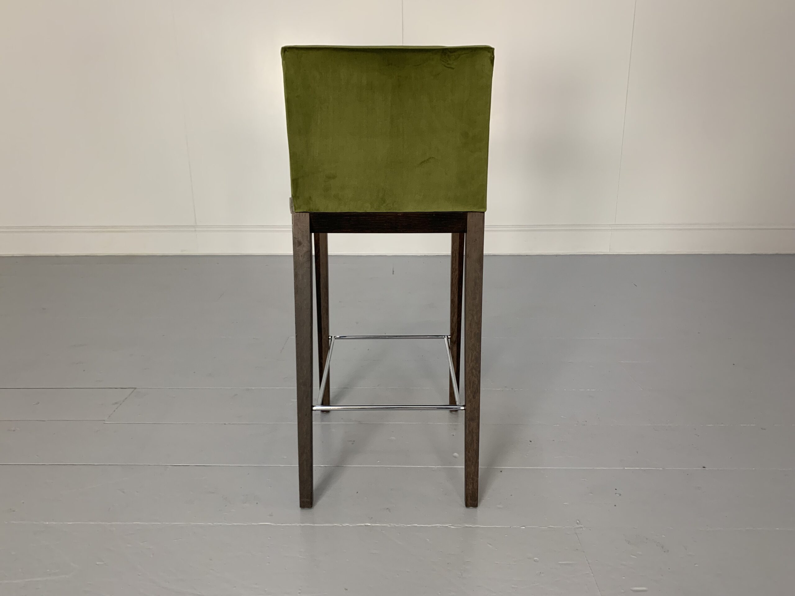 Walter Knoll "Andoo" Bar Stool - In Green Velvet & Walnut - Image 3