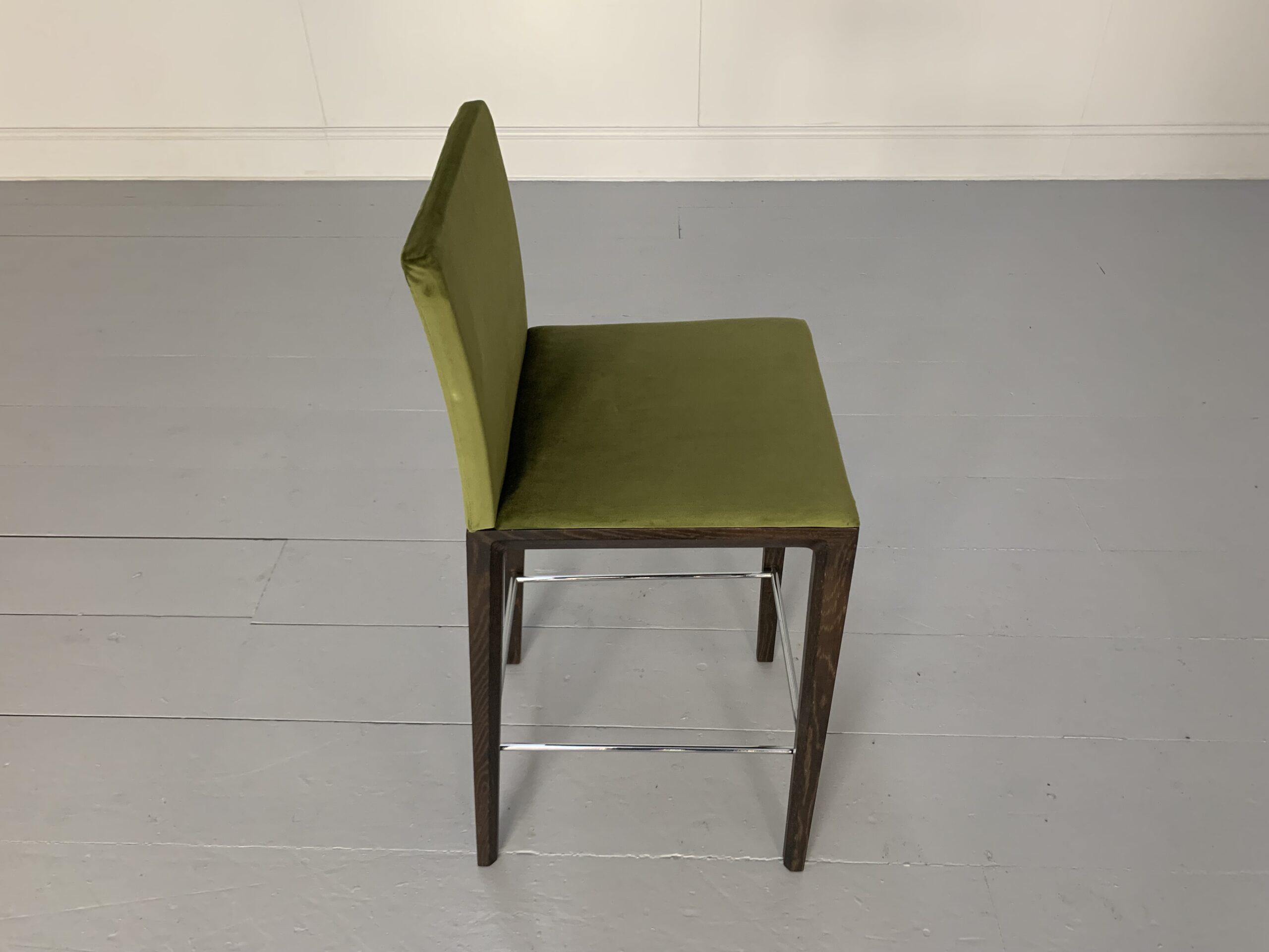 Walter Knoll "Andoo" Bar Stool - In Green Velvet & Walnut - Image 8