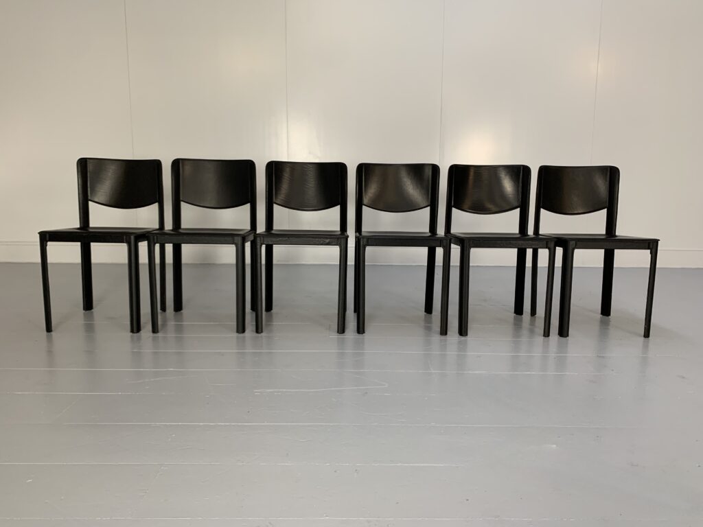 6 Matteo Grassi "Sistina" Dining Chairs - In Black Saddle Leather