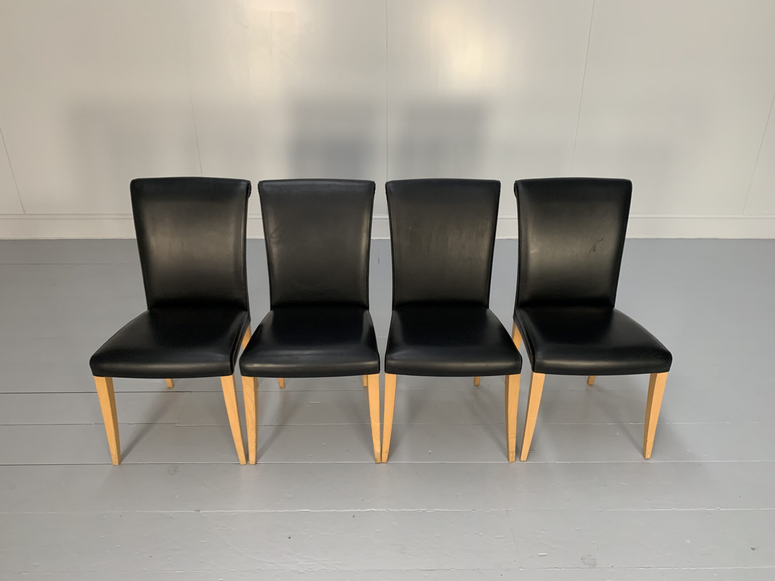 4 Poltrona Frau "Vittoria" Dining Chairs - In Black "Pelle Frau" Leather - Image 4