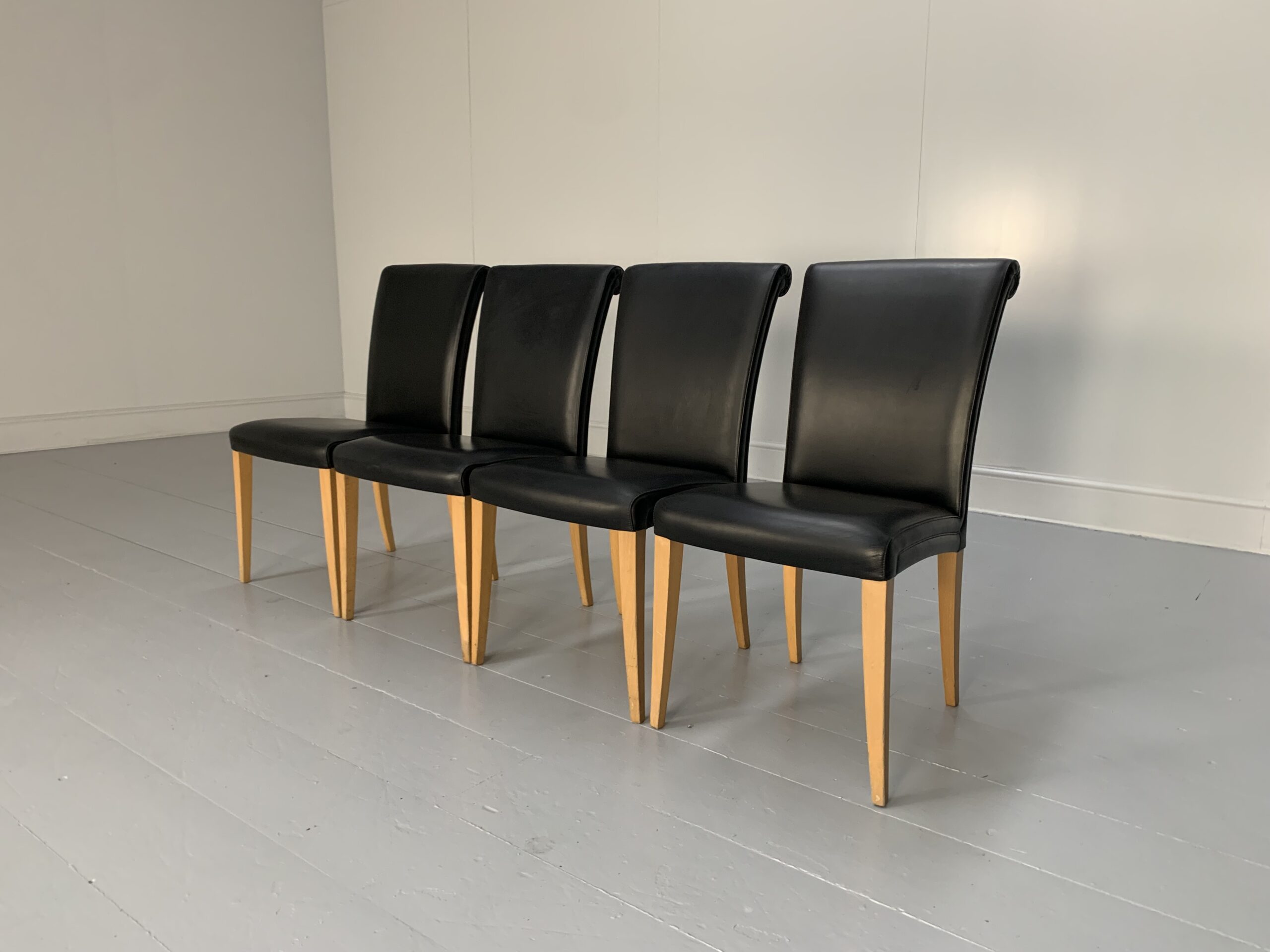 4 Poltrona Frau "Vittoria" Dining Chairs - In Black "Pelle Frau" Leather - Image 3