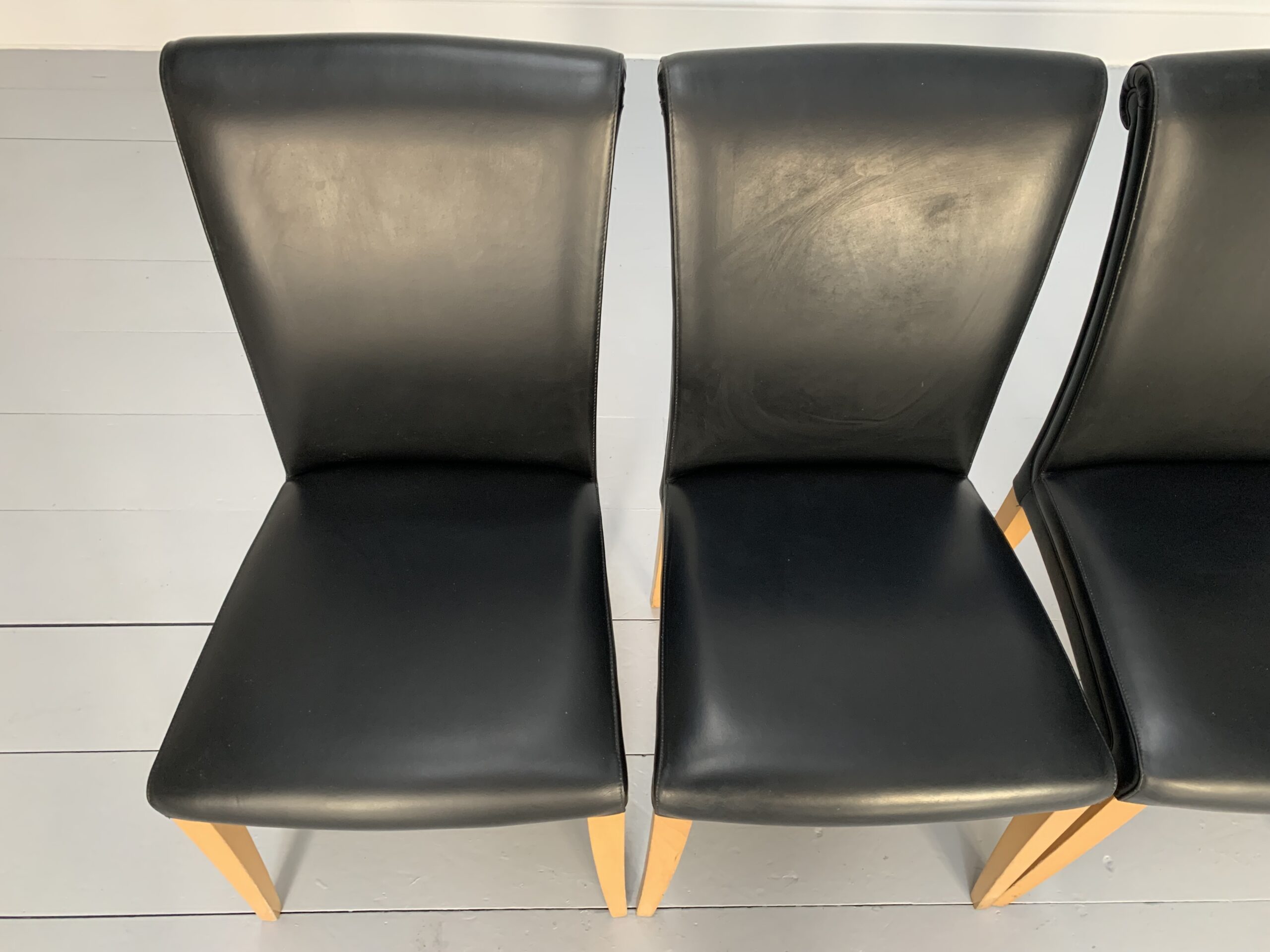 4 Poltrona Frau "Vittoria" Dining Chairs - In Black "Pelle Frau" Leather - Image 5