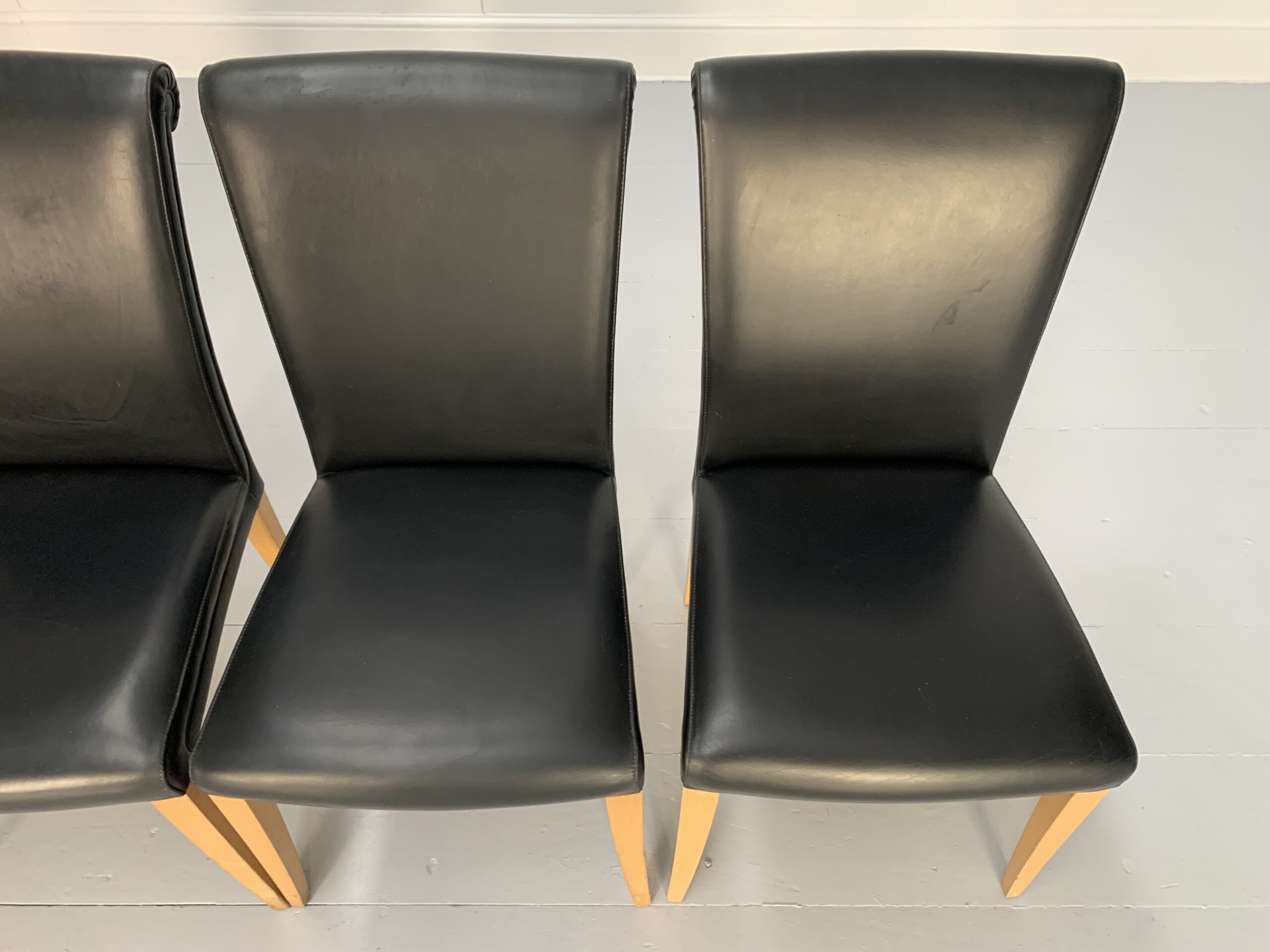 4 Poltrona Frau "Vittoria" Dining Chairs - In Black "Pelle Frau" Leather - Image 6
