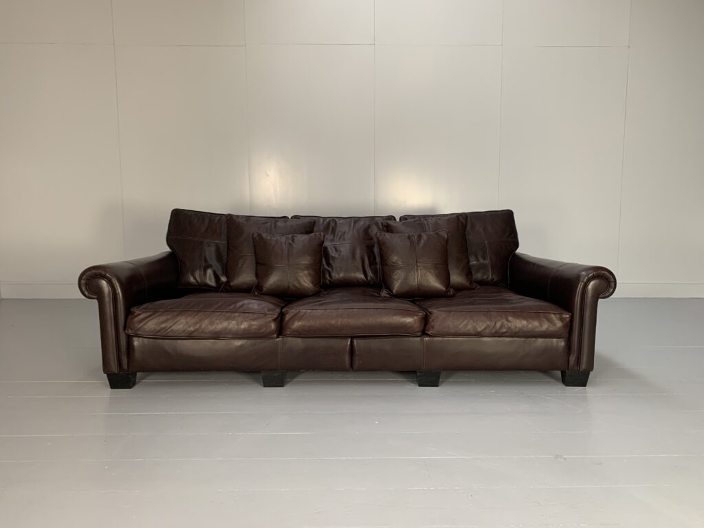 Duresta "New Plantation" Grand 4-Seat Sofa - In Dark Brown Leather