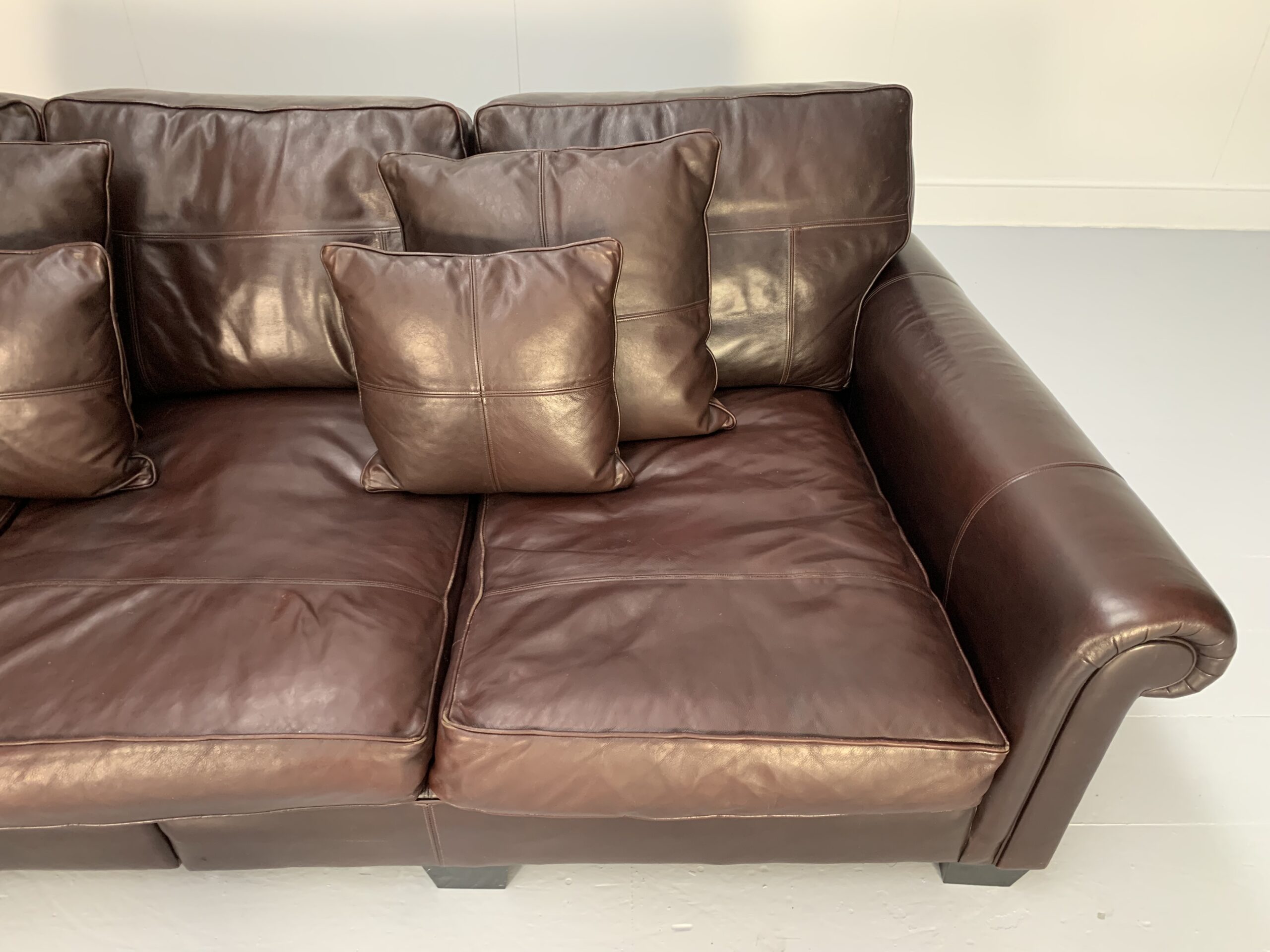 Duresta "New Plantation" Grand 4-Seat Sofa - In Dark Brown Leather - Image 14