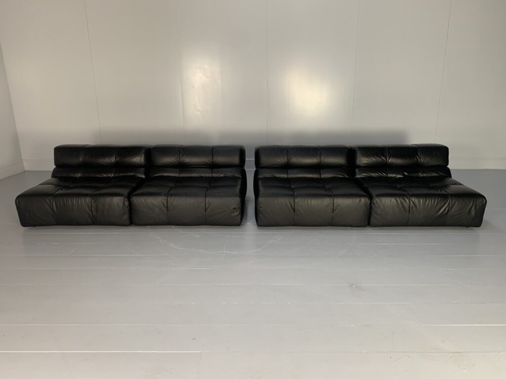 Pair of B&B Italia "Tufty Time" Sofas - In Black Leather