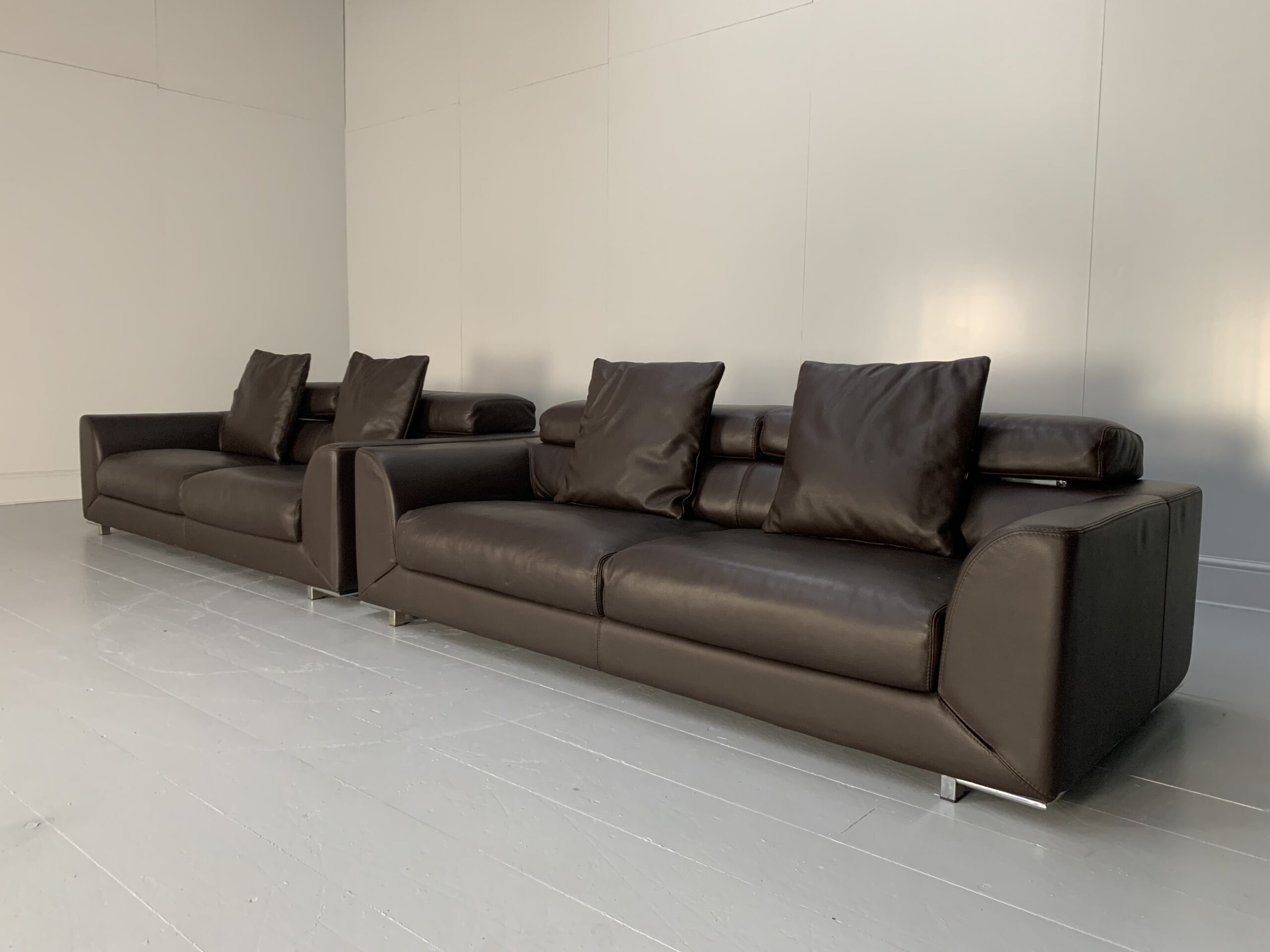 Roche Bobois 3-Seat Sofa - In Dark Brown Leather - Image 17