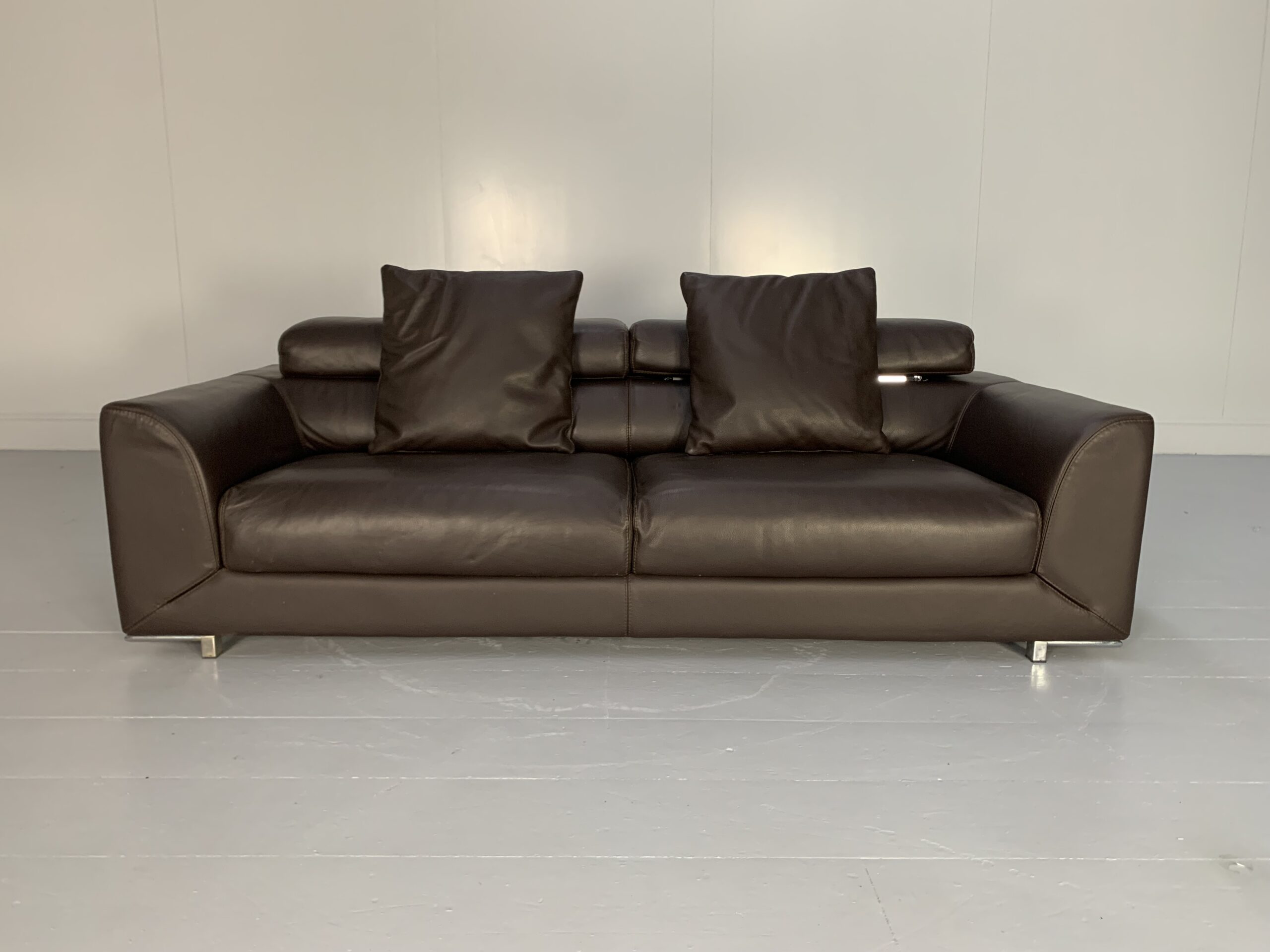 Roche Bobois 3-Seat Sofa - In Dark Brown Leather - Image 3