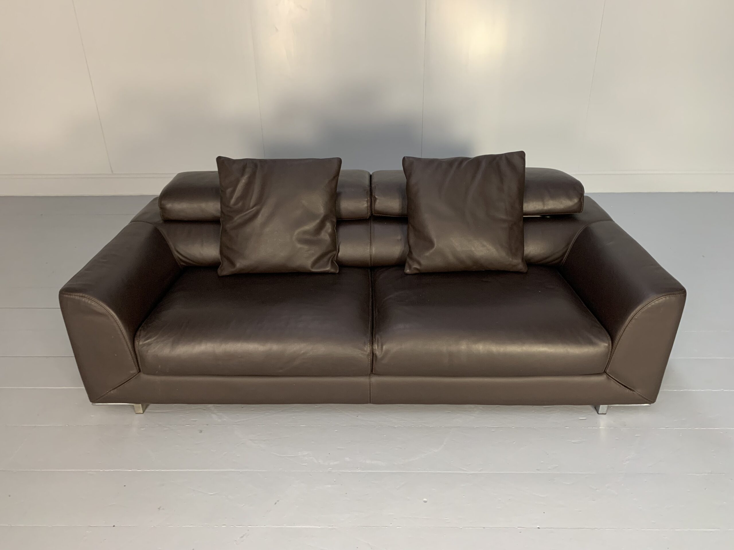 Roche Bobois 3-Seat Sofa - In Dark Brown Leather - Image 8