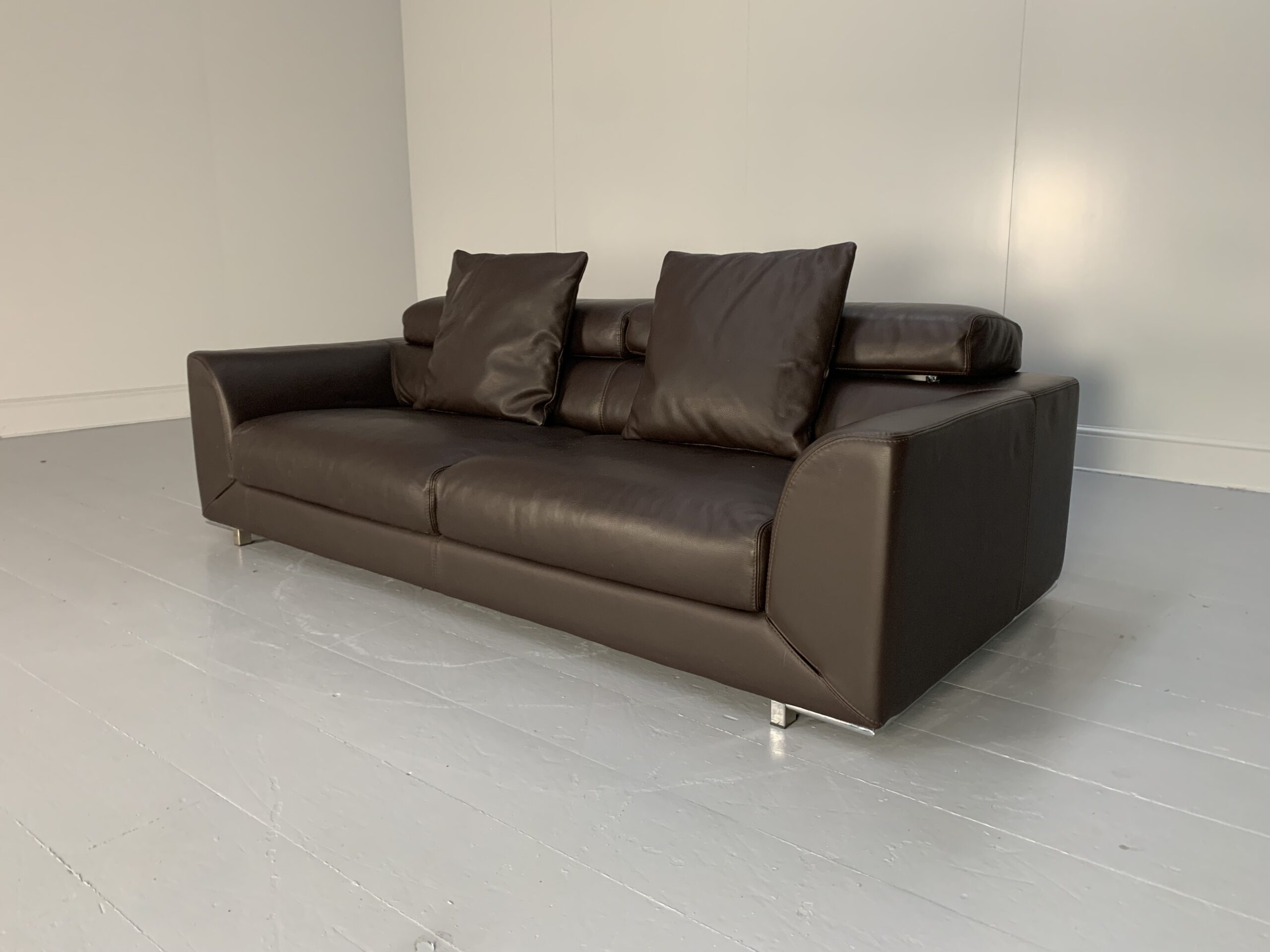 Roche Bobois 3-Seat Sofa - In Dark Brown Leather
