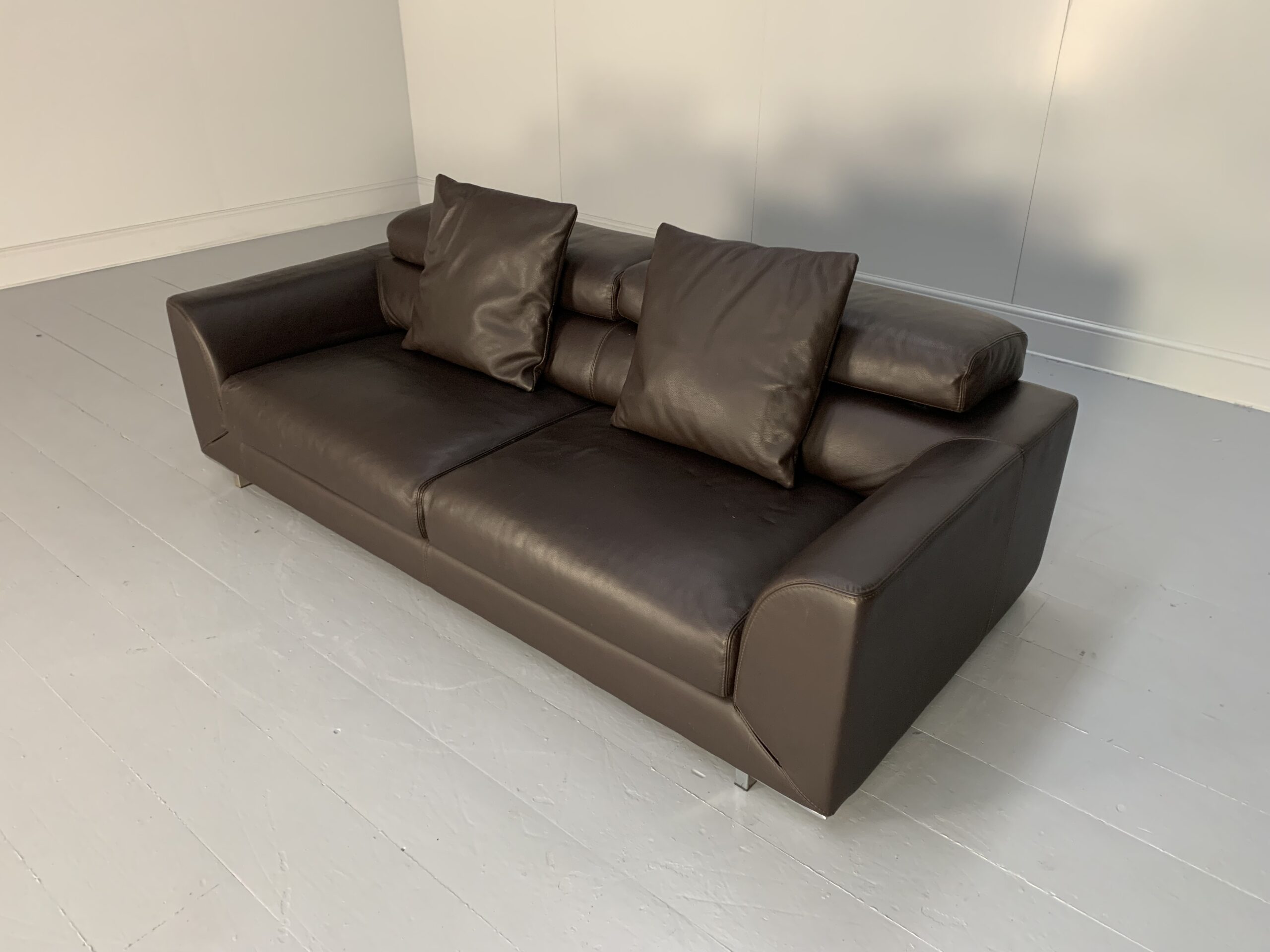 Roche Bobois 3-Seat Sofa - In Dark Brown Leather - Image 7