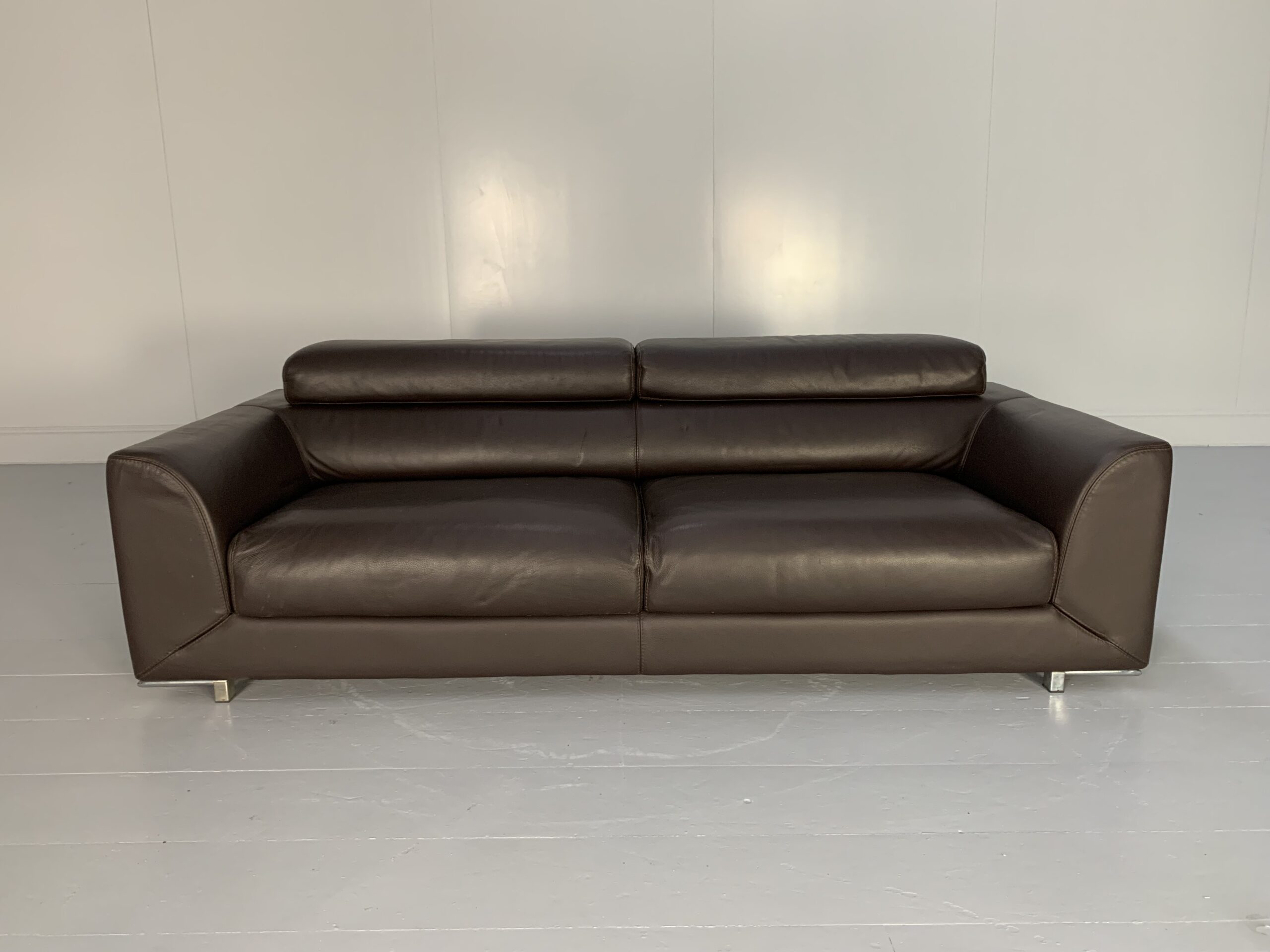 Roche Bobois 3-Seat Sofa - In Dark Brown Leather - Image 11