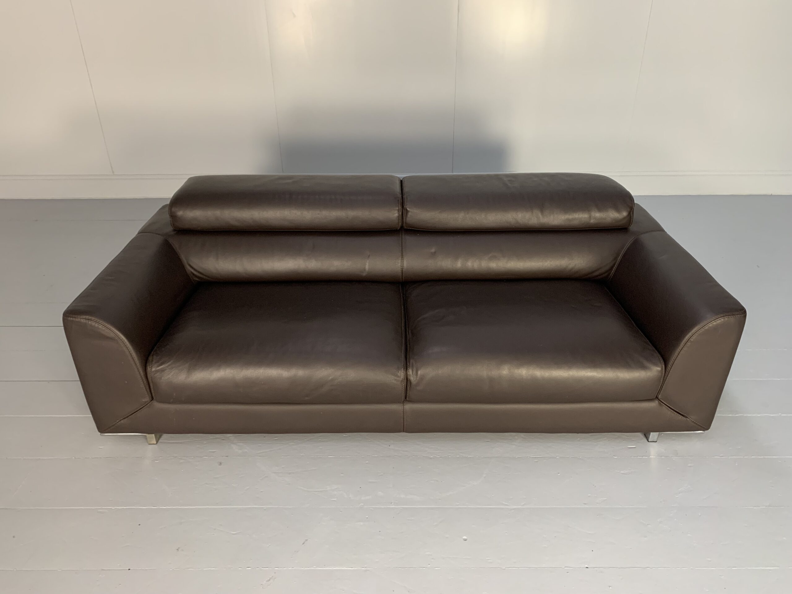 Roche Bobois 3-Seat Sofa - In Dark Brown Leather - Image 12
