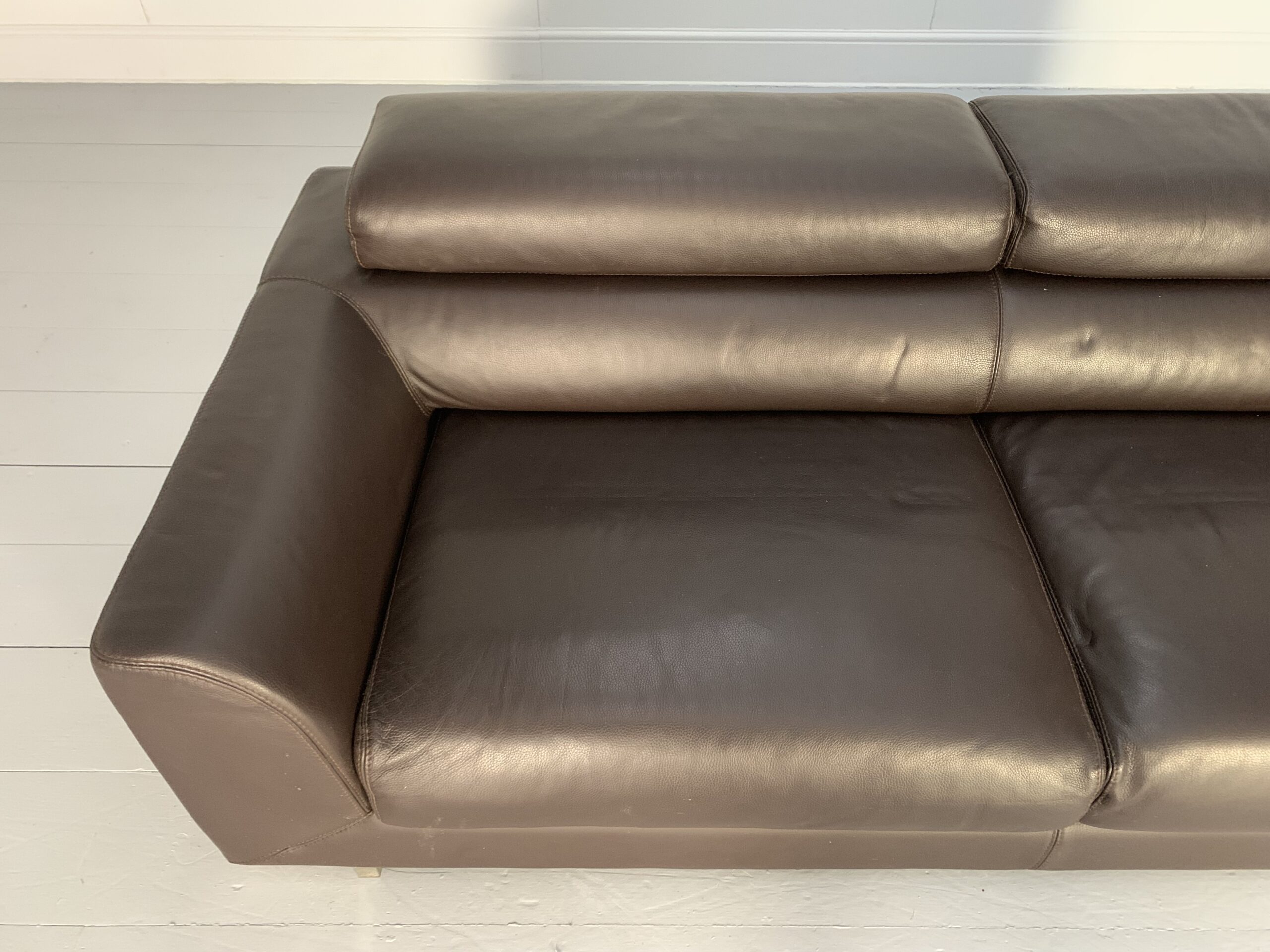 Roche Bobois 3-Seat Sofa - In Dark Brown Leather - Image 13