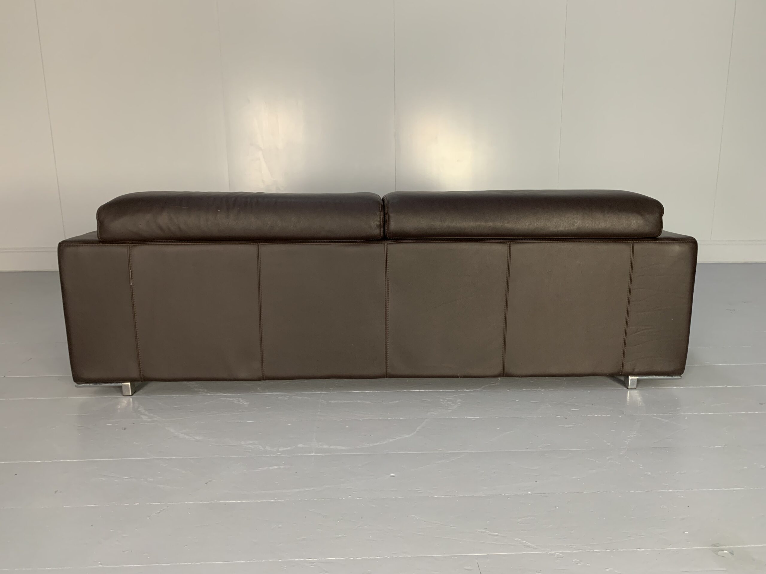 Roche Bobois 3-Seat Sofa - In Dark Brown Leather - Image 4