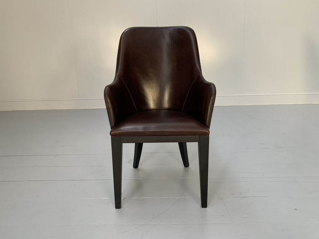 6 Baxter "Decor" Dining Chairs - In Dark-Brown Leather - Image 10