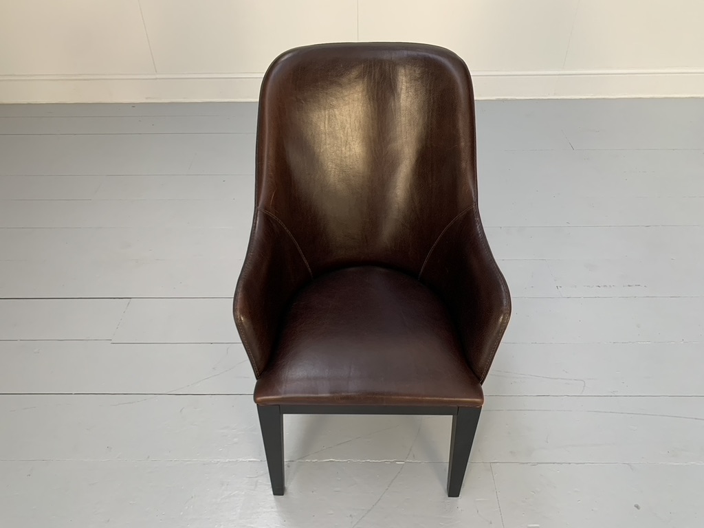 6 Baxter "Decor" Dining Chairs - In Dark-Brown Leather - Image 8