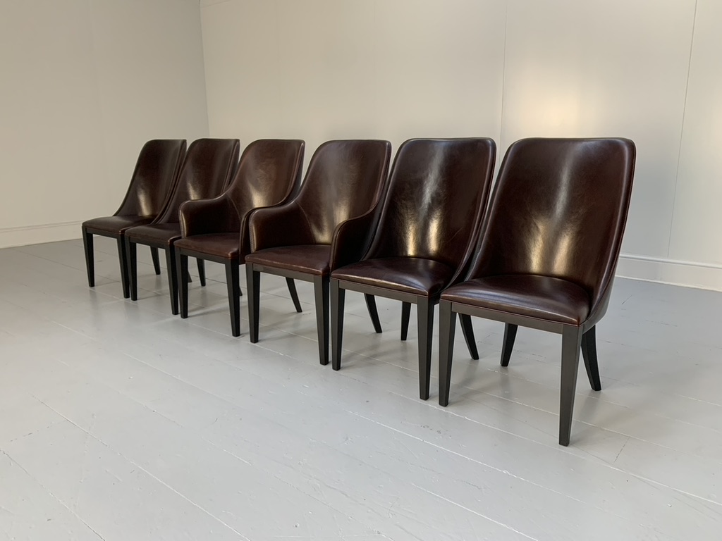 6 Baxter "Decor" Dining Chairs - In Dark-Brown Leather - Image 3
