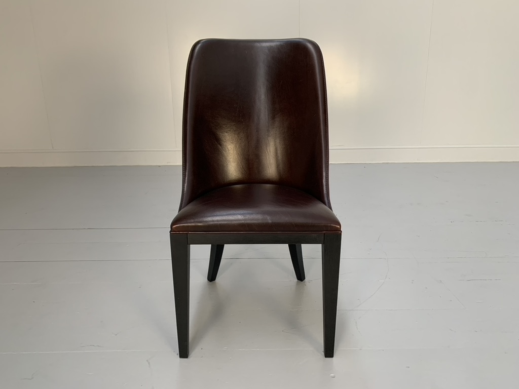 6 Baxter "Decor" Dining Chairs - In Dark-Brown Leather - Image 5