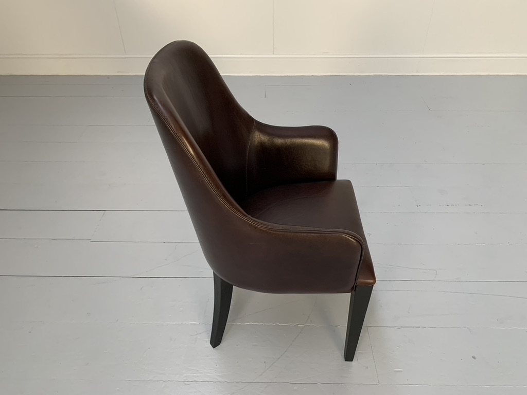 6 Baxter "Decor" Dining Chairs - In Dark-Brown Leather - Image 9