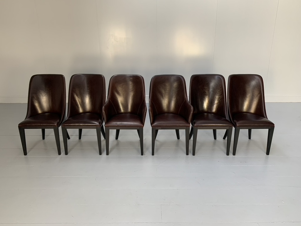 6 Baxter "Decor" Dining Chairs - In Dark-Brown Leather - Image 4